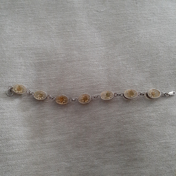 Floral flowers nature sterling silver genuine 925 bracelet - Picture 3 of 4